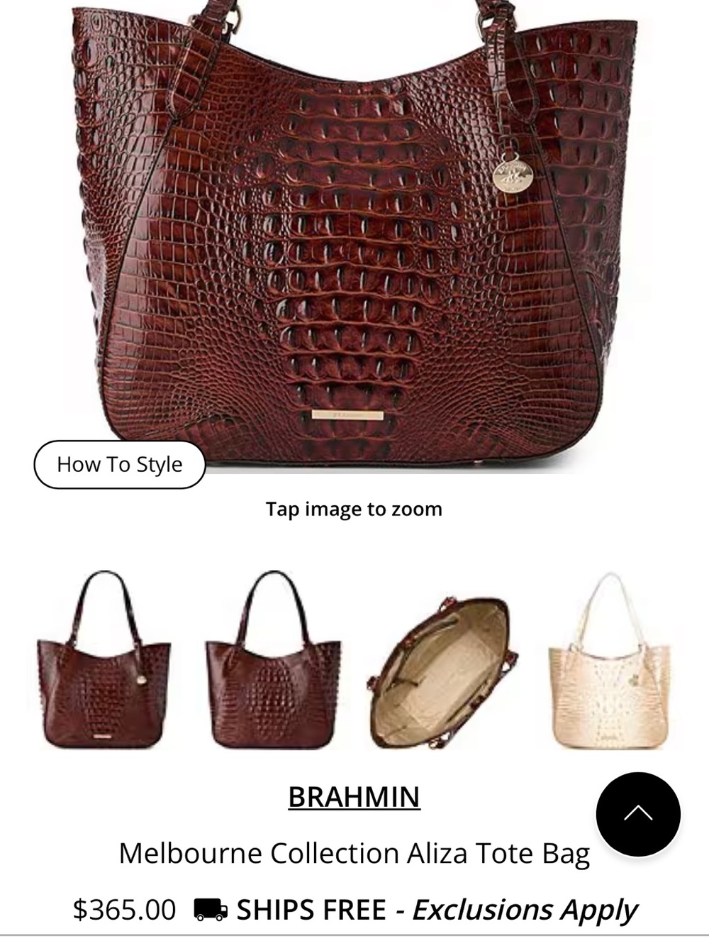 Brahmin Olive Brown Croc-Embossed Leather Hobo with Tassel
